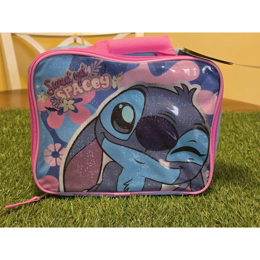 Disney STITCH Insulated Lunch Box Tote Blue & Pink BPA-Free Bag NWT 9.5